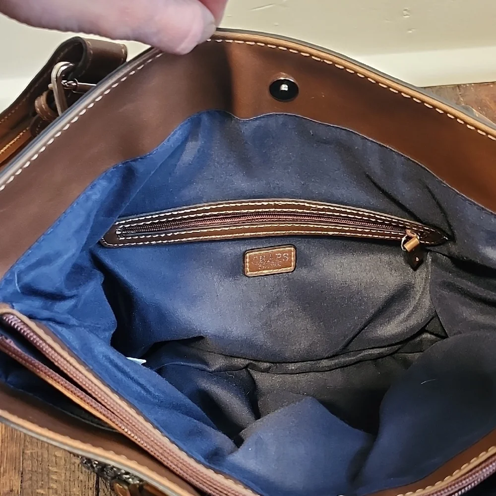 Chaps Navy Blue Woven Preppy Nautral Hippie Beach Shoulder Bag Classic Storage